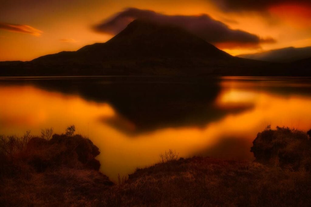 Восход солнца в графстве Донегол, озеро Dunlewey Lough