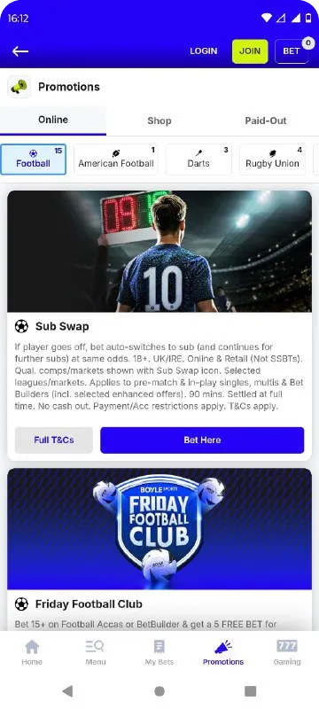 BoyleSports app iPhone