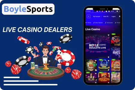 boylesports live casino section showing active tables