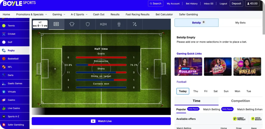 Live Statistics, Streaming and Visual Trackers