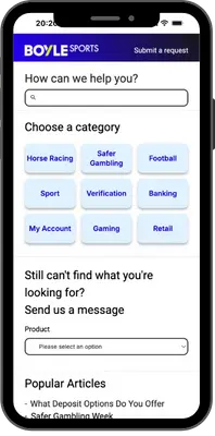 Customer support page with chat and help tools